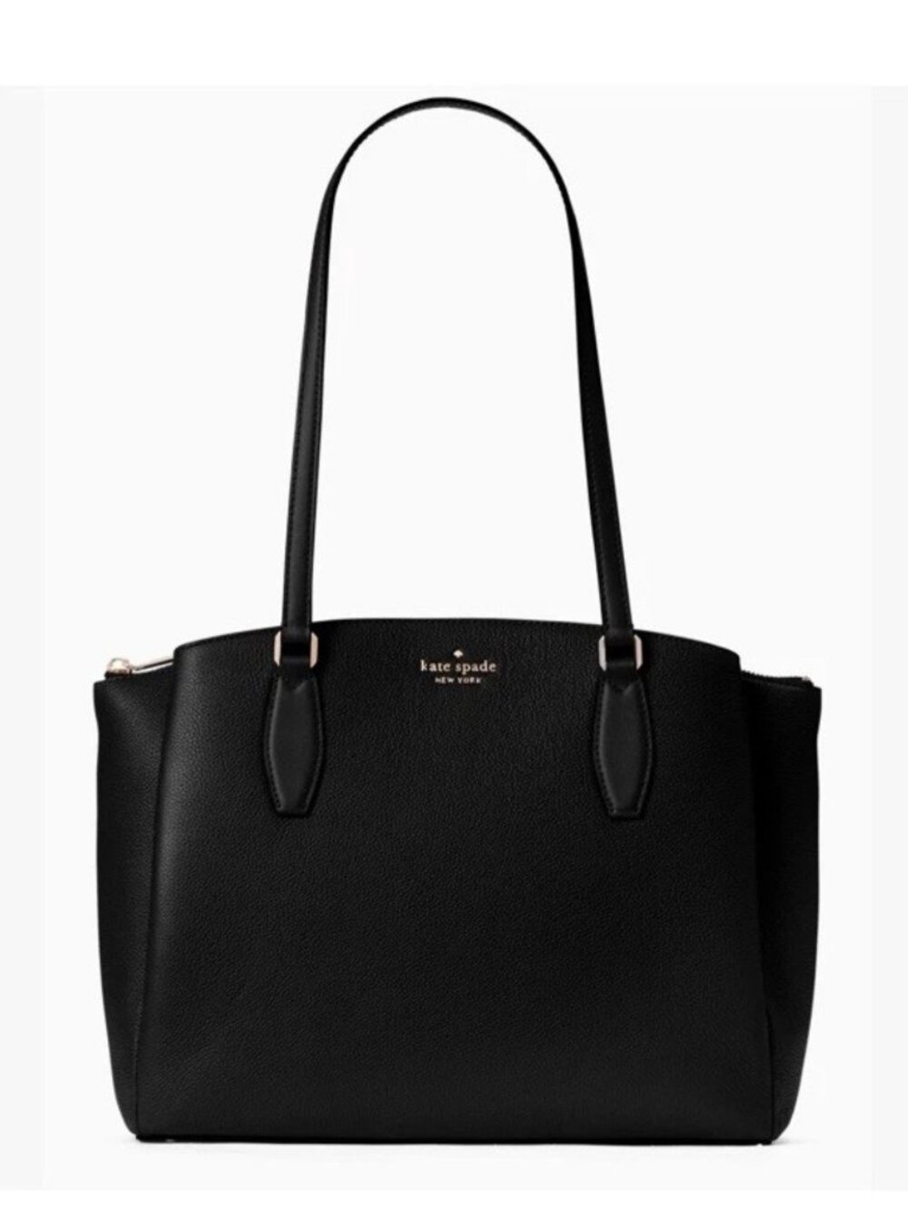 kate spade NY Monet Large Triple Compartment Tote Bag Black Pebble Leather NWT